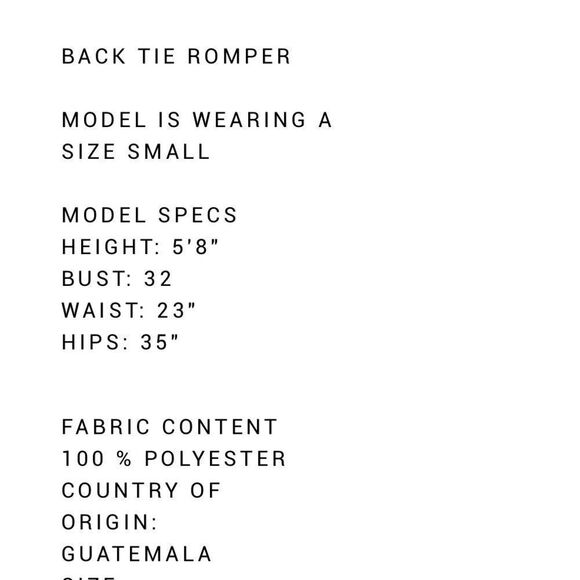 Back Tie Romper   - Picture 7 of 7